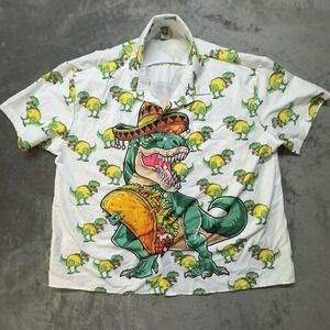 Hardaddy 3XL Button Down Dinosaur Taco‎ Sombrero T-Rex Hawaiian Shirt